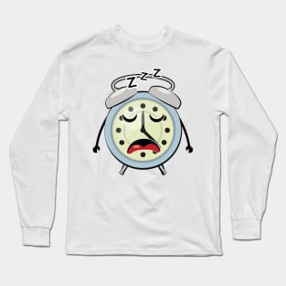 Sleeping Alarm Clock - Funny Illustration Long Sleeve T-Shirt